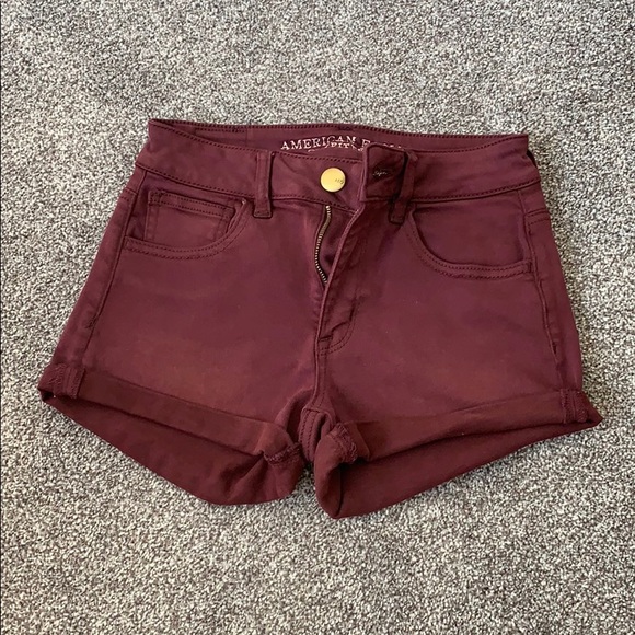 American Eagle Outfitters Pants - American Eagle Maroon Hi-Rise Shorts